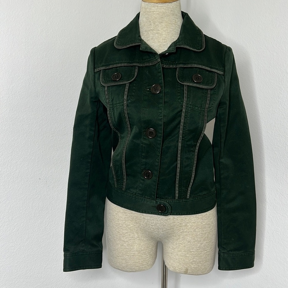Marc Jacobs Dark Green Button-Front Denim Jacket